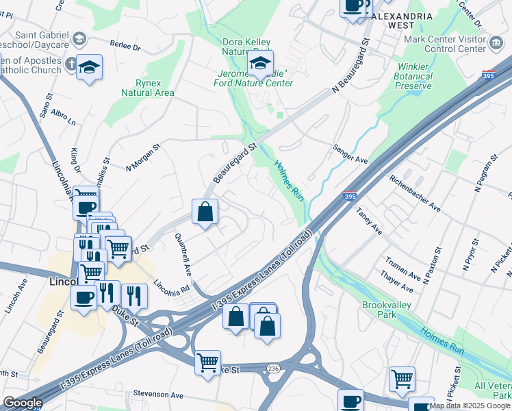 map of restaurants, bars, coffee shops, grocery stores, and more near 509 North Armistead Street in Alexandria
