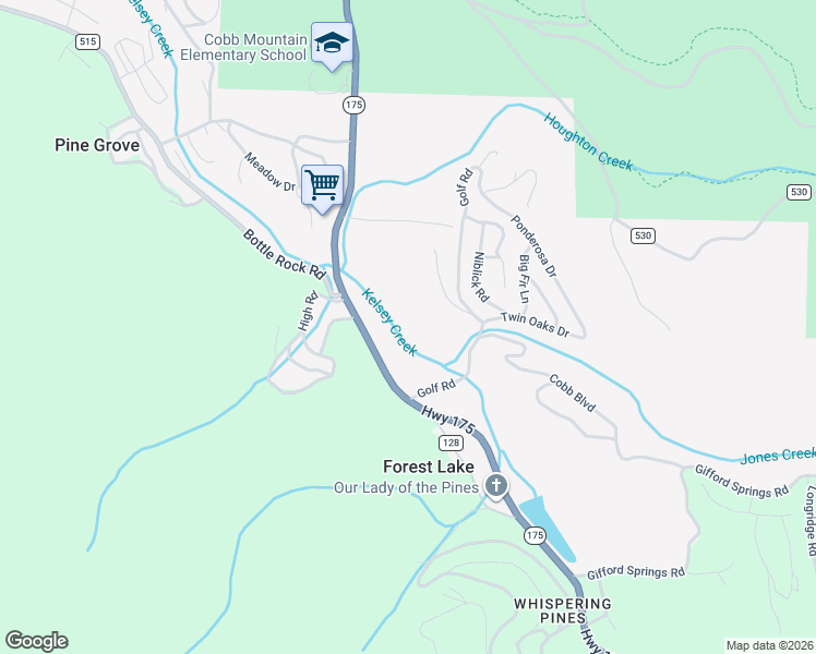 map of restaurants, bars, coffee shops, grocery stores, and more near 16451 Golf Road in Cobb