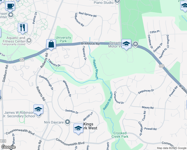 map of restaurants, bars, coffee shops, grocery stores, and more near 10152 Tapestry Court in Fairfax