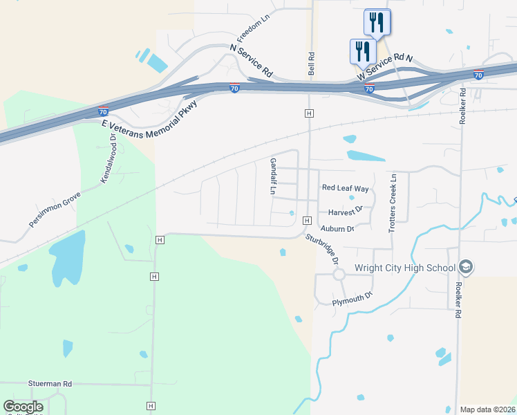 map of restaurants, bars, coffee shops, grocery stores, and more near 706 Aragorn Lane in Wright City