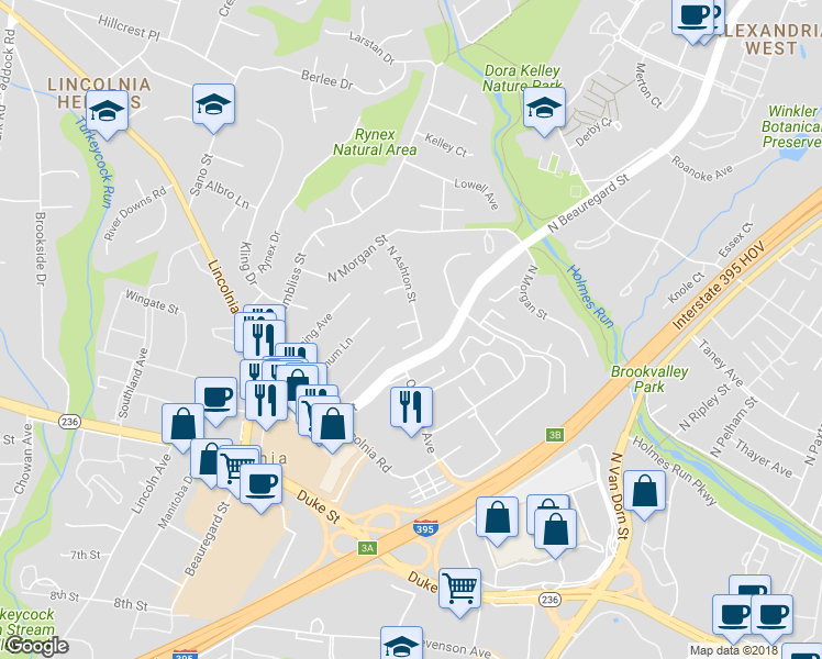 map of restaurants, bars, coffee shops, grocery stores, and more near 746 North Ashton Street in Alexandria