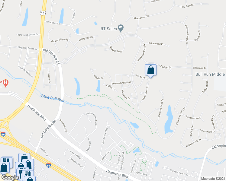 map of restaurants, bars, coffee shops, grocery stores, and more near 6348 Cullen Place in Haymarket
