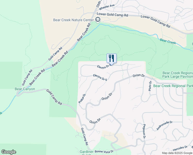 map of restaurants, bars, coffee shops, grocery stores, and more near 3168 Electra Drive South in Colorado Springs