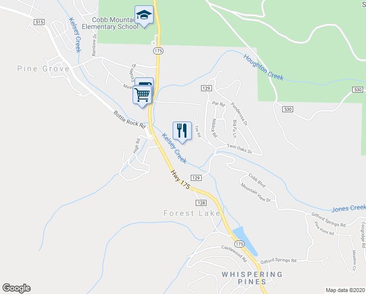 map of restaurants, bars, coffee shops, grocery stores, and more near 16451 Golf Road in Cobb