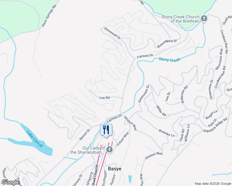 map of restaurants, bars, coffee shops, grocery stores, and more near 27 Braggs Cave Road in Basye