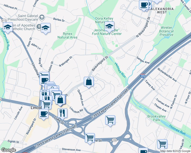 map of restaurants, bars, coffee shops, grocery stores, and more near 515 North Armistead Street in Alexandria