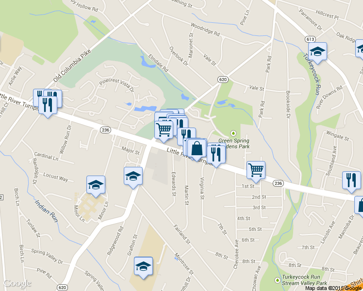 map of restaurants, bars, coffee shops, grocery stores, and more near 6544 Little River Turnpike in Alexandria