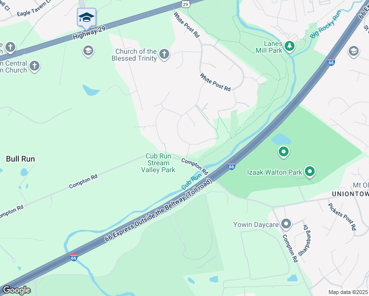 map of restaurants, bars, coffee shops, grocery stores, and more near 6742 Jade Post Ln in Centreville