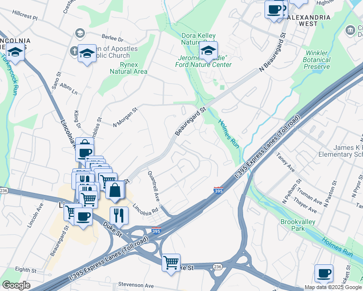 map of restaurants, bars, coffee shops, grocery stores, and more near 519 North Armistead Street in Alexandria