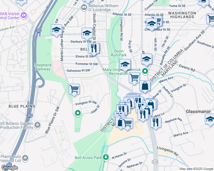 map of restaurants, bars, coffee shops, grocery stores, and more near 101 Independence Avenue Southeast in Washington