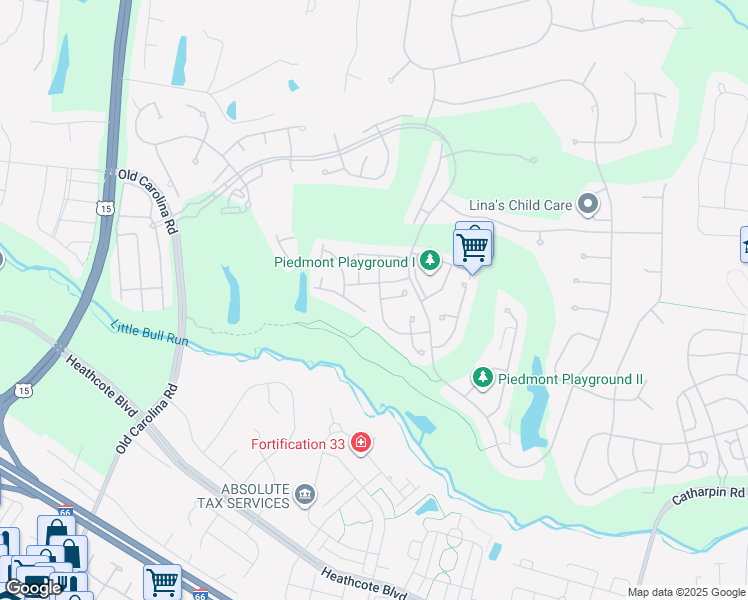 map of restaurants, bars, coffee shops, grocery stores, and more near 6128 Michener Drive in Haymarket