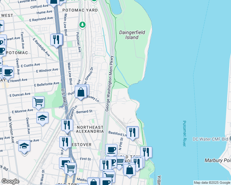 map of restaurants, bars, coffee shops, grocery stores, and more near 101 Independence Avenue Southeast in Washington