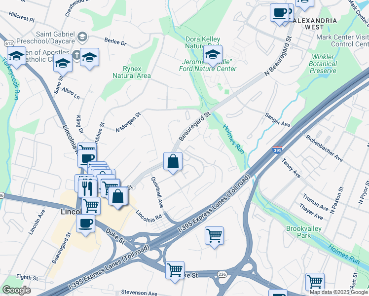 map of restaurants, bars, coffee shops, grocery stores, and more near 527 North Armistead Street in Alexandria