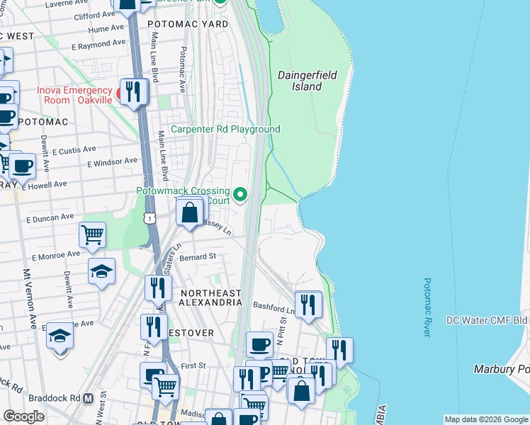 map of restaurants, bars, coffee shops, grocery stores, and more near 101 Independence Avenue Southeast in Washington