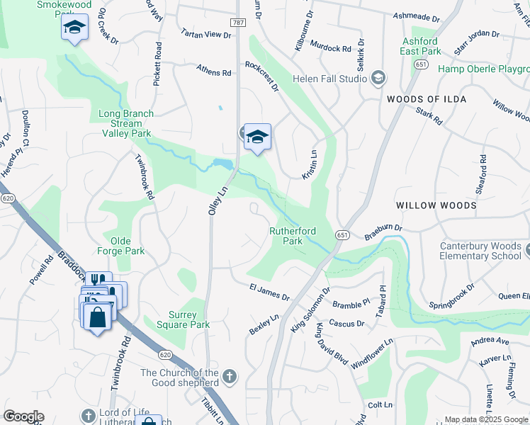 map of restaurants, bars, coffee shops, grocery stores, and more near 4621 Briar Patch Court in Fairfax
