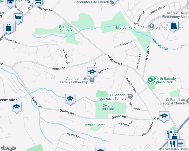 map of restaurants, bars, coffee shops, grocery stores, and more near 1802 Clayton Drive in Oxon Hill