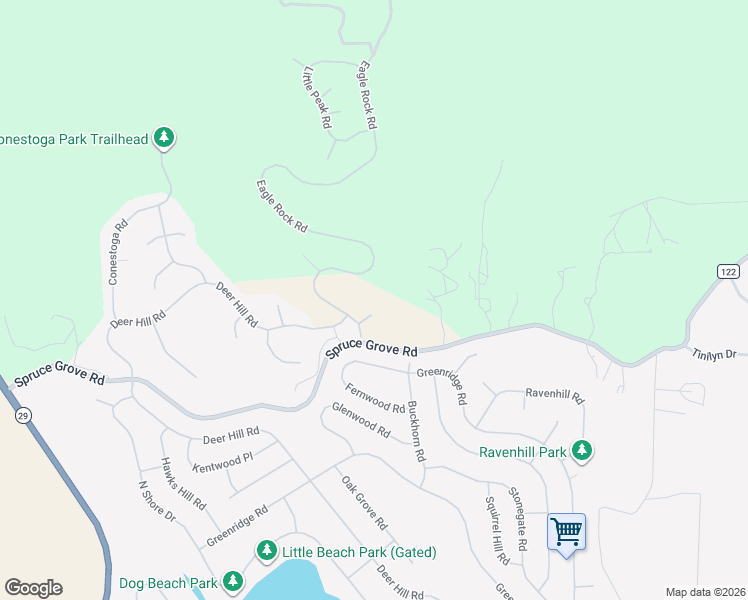 map of restaurants, bars, coffee shops, grocery stores, and more near 18642 Pin Oak Court in Hidden Valley Lake