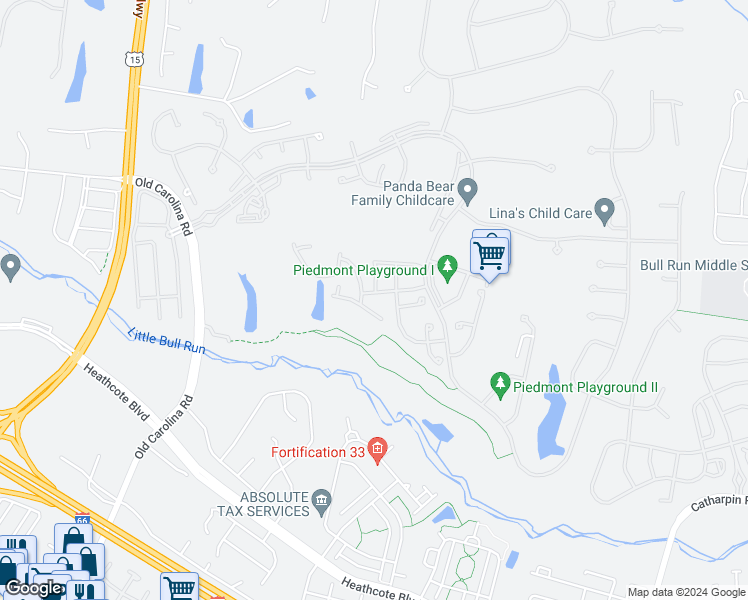 map of restaurants, bars, coffee shops, grocery stores, and more near 15023 Seneca Knoll Way in Haymarket