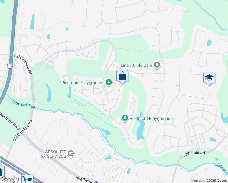 map of restaurants, bars, coffee shops, grocery stores, and more near 6215 Conklin Way in Haymarket