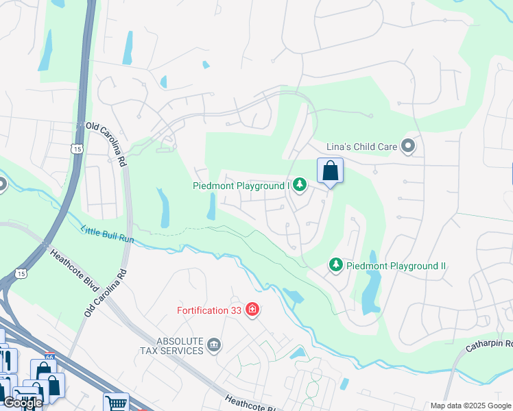 map of restaurants, bars, coffee shops, grocery stores, and more near 15015 Seneca Knoll Way in Haymarket