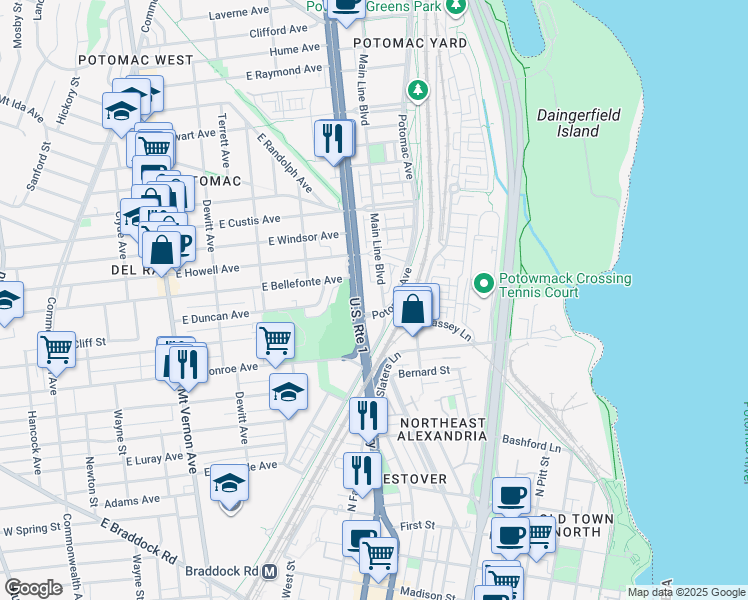 map of restaurants, bars, coffee shops, grocery stores, and more near 101 Independence Avenue Southeast in Washington