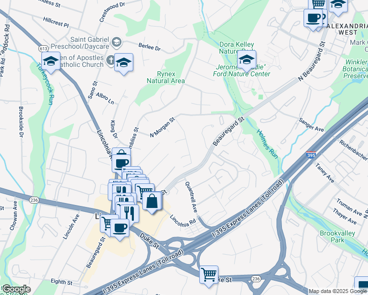 map of restaurants, bars, coffee shops, grocery stores, and more near 818 North Ashton Street in Alexandria