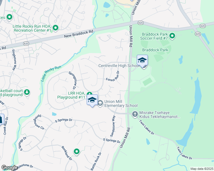 map of restaurants, bars, coffee shops, grocery stores, and more near 13604 Moss Glen Road in Clifton