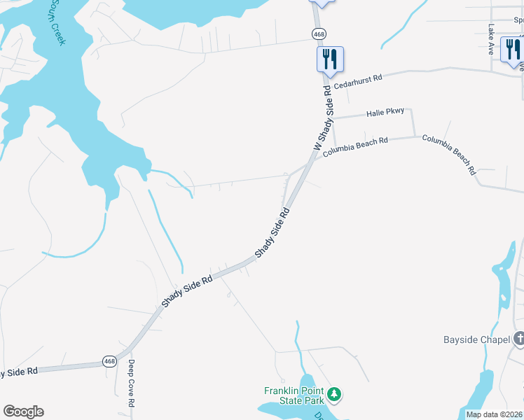 map of restaurants, bars, coffee shops, grocery stores, and more near 5222 Nick Road in Shady Side