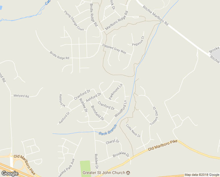 map of restaurants, bars, coffee shops, grocery stores, and more near 4806 Ashford Drive in Upper Marlboro