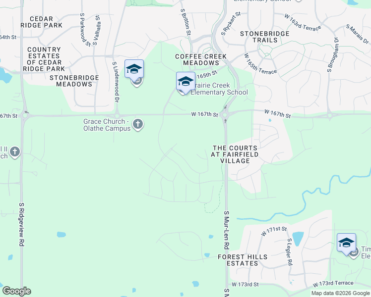 map of restaurants, bars, coffee shops, grocery stores, and more near West 169th Place in Olathe