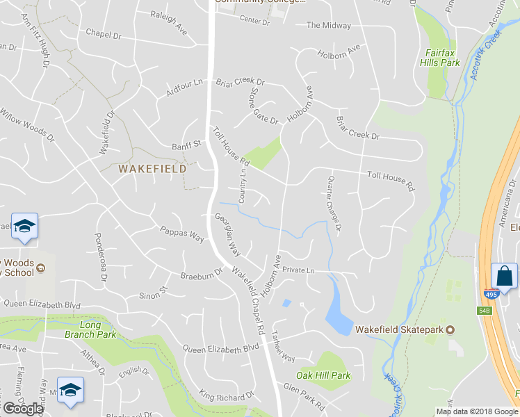 map of restaurants, bars, coffee shops, grocery stores, and more near 4653 Country Vale Court in Annandale