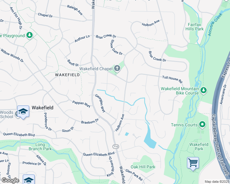 map of restaurants, bars, coffee shops, grocery stores, and more near 4653 Country Vale Court in Annandale