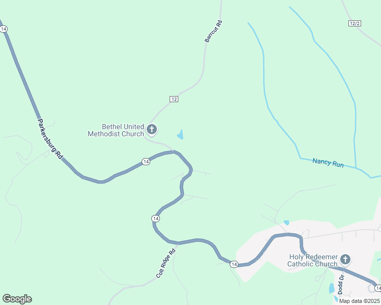 map of restaurants, bars, coffee shops, grocery stores, and more near Parkersburg Road in Spencer
