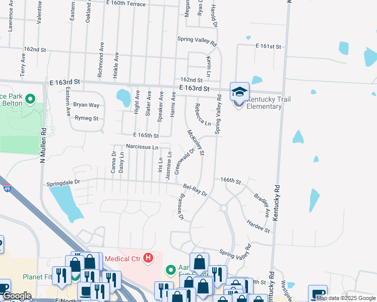 map of restaurants, bars, coffee shops, grocery stores, and more near 16504 Greenwald Drive in Belton