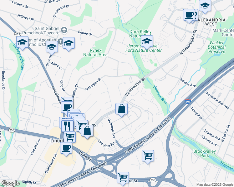 map of restaurants, bars, coffee shops, grocery stores, and more near 626 North Armistead Street in Alexandria