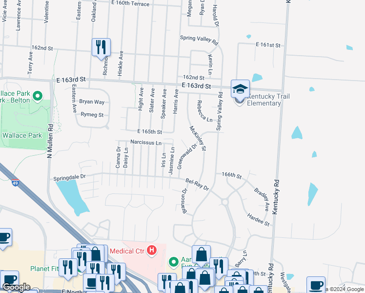 map of restaurants, bars, coffee shops, grocery stores, and more near 16506 Greenwald Court in Belton