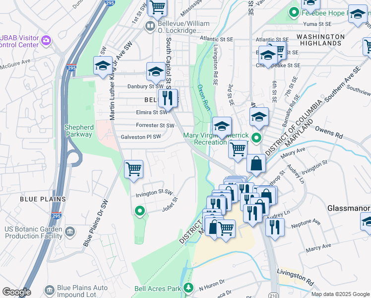 map of restaurants, bars, coffee shops, grocery stores, and more near 101 Independence Avenue Southeast in Washington