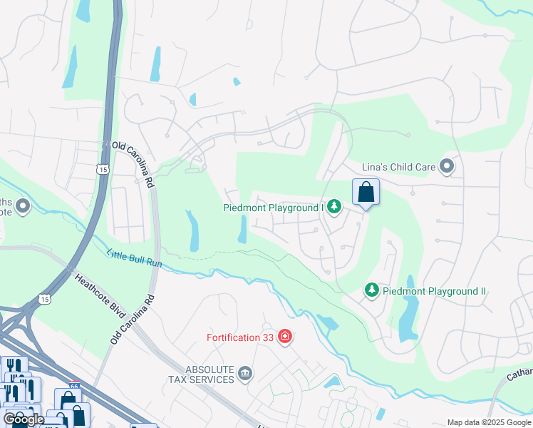 map of restaurants, bars, coffee shops, grocery stores, and more near 14522 Guilford Ridge Road in Haymarket