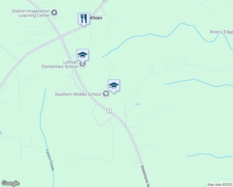 map of restaurants, bars, coffee shops, grocery stores, and more near 5235 Solomons Island Road in Lothian