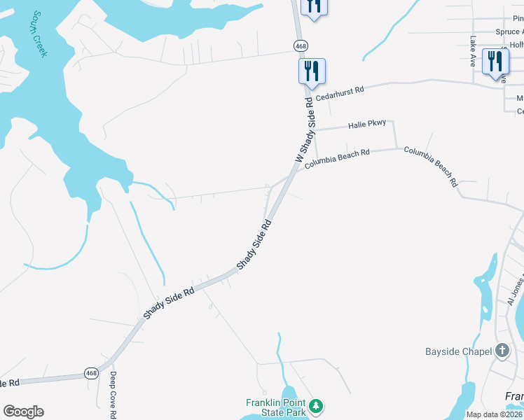 map of restaurants, bars, coffee shops, grocery stores, and more near 5218 Nick Road in Shady Side