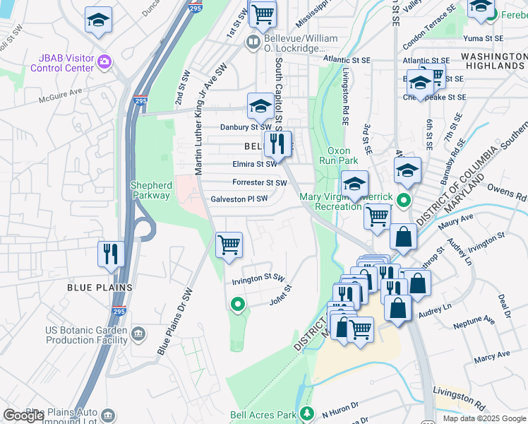 map of restaurants, bars, coffee shops, grocery stores, and more near 101 Independence Avenue Southeast in Washington