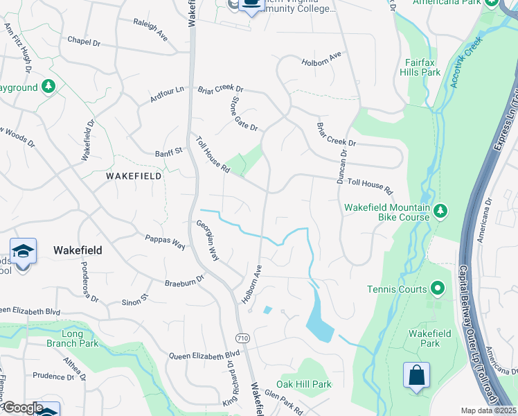 map of restaurants, bars, coffee shops, grocery stores, and more near 4604 Holborn Avenue in Annandale