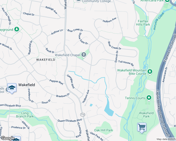 map of restaurants, bars, coffee shops, grocery stores, and more near 4604 Holborn Avenue in Annandale