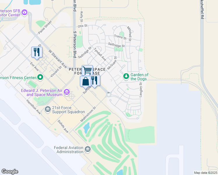 map of restaurants, bars, coffee shops, grocery stores, and more near 1091 Stewart Avenue in Colorado Springs