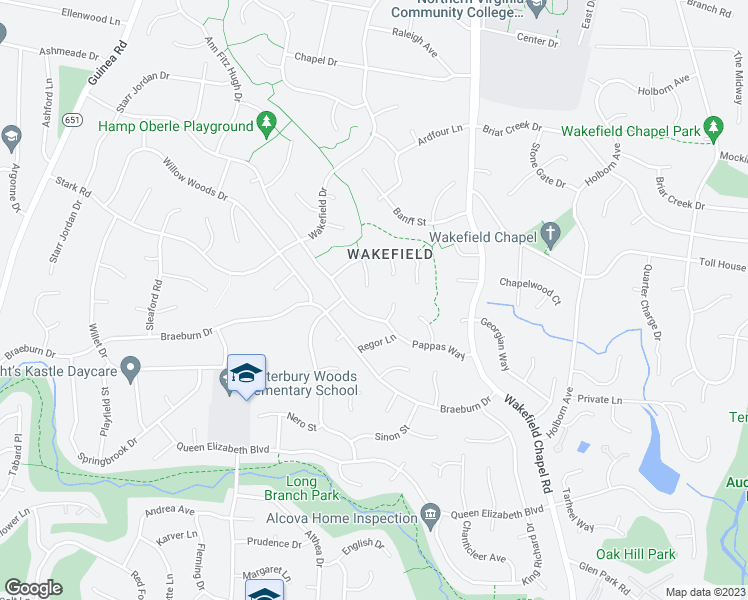 map of restaurants, bars, coffee shops, grocery stores, and more near 4510 Buffalo Trce in Annandale