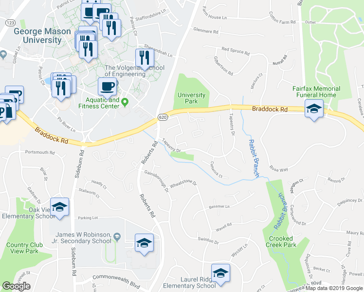 map of restaurants, bars, coffee shops, grocery stores, and more near 10217 Provincetown Court in Fairfax