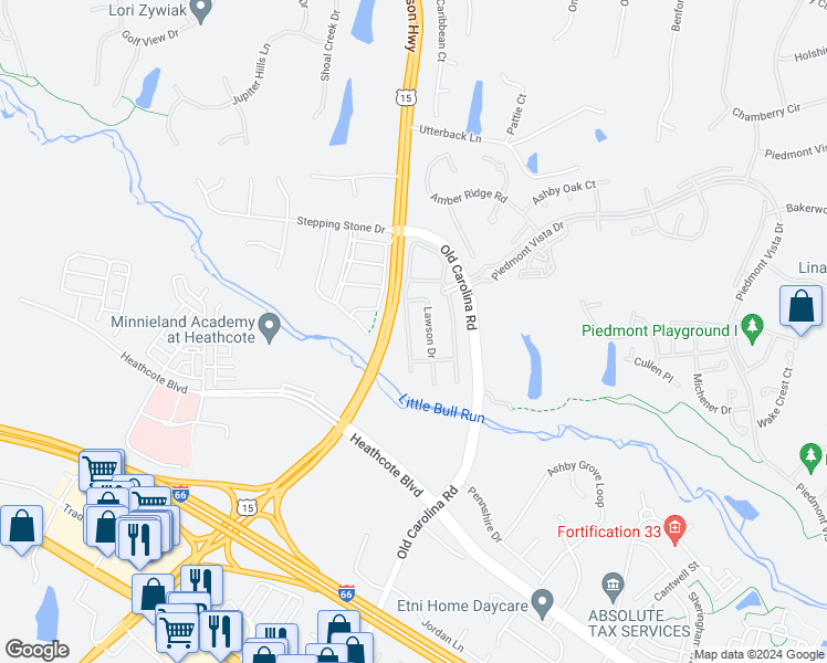 map of restaurants, bars, coffee shops, grocery stores, and more near 6032 Popes Creek Place in Haymarket