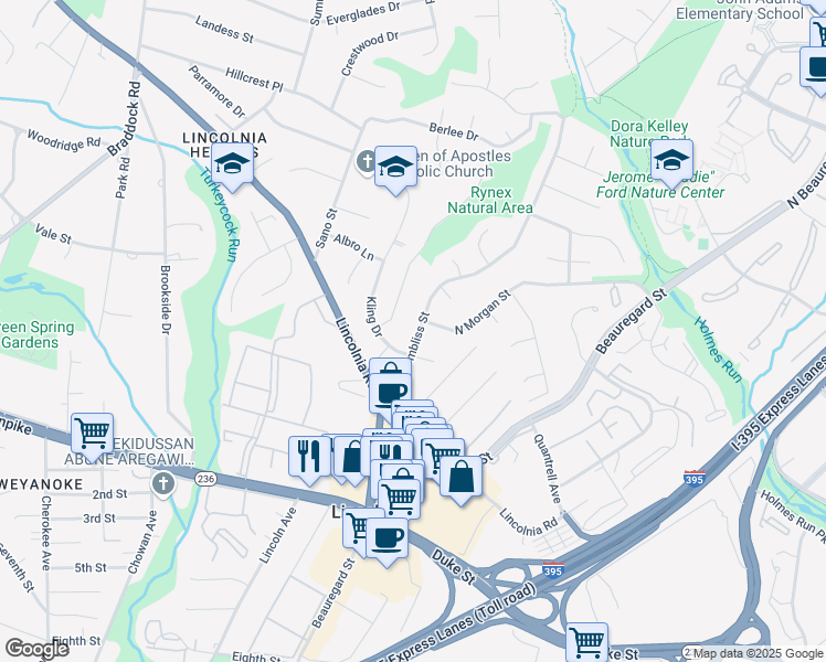map of restaurants, bars, coffee shops, grocery stores, and more near 820 North Chambliss Street in Alexandria