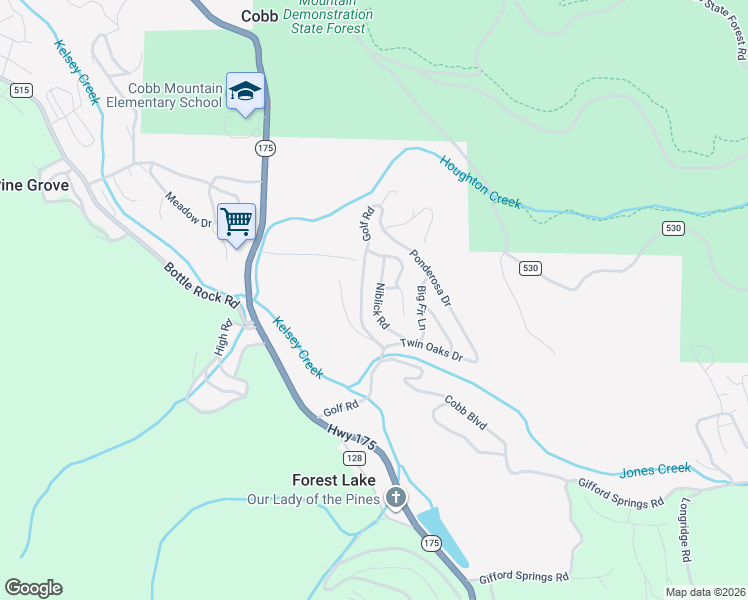 map of restaurants, bars, coffee shops, grocery stores, and more near 16273 Golf Road in Cobb