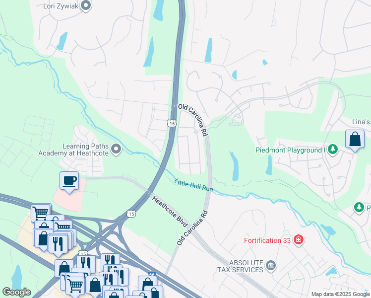 map of restaurants, bars, coffee shops, grocery stores, and more near 6218 Lawson Drive in Haymarket